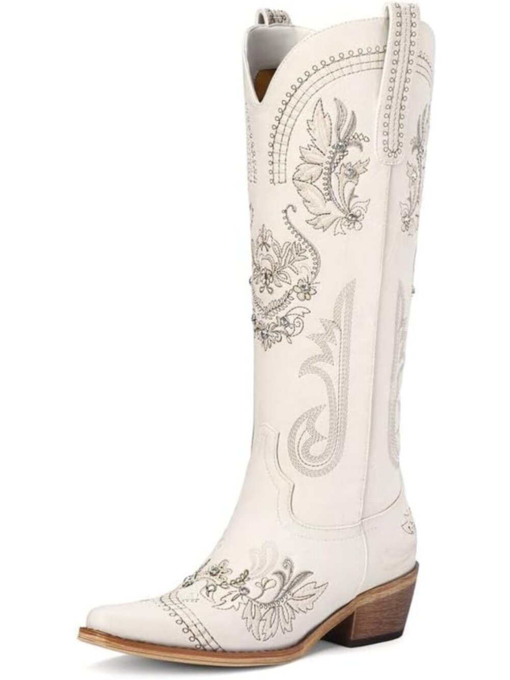 Stylish Western Knee High Cowgirl Boots with Rhinestones & Embroidery for Events